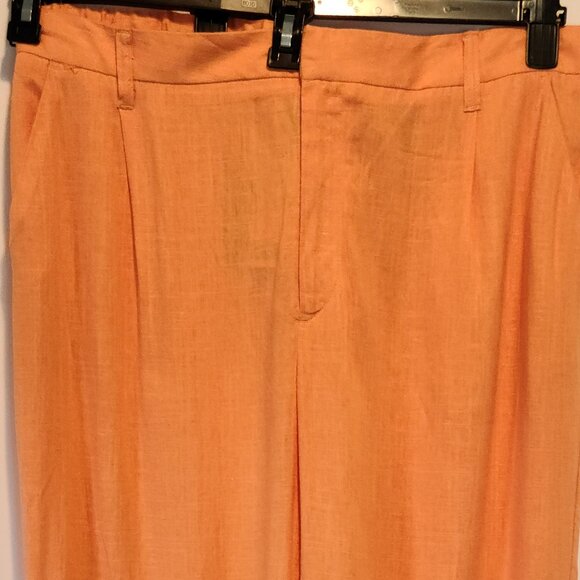 DIVIDED BY H&M WIDE LEG RAYON/ LINEN BLEND SILK-LIKE FEEL IN APRICOT SIZE US XL - Picture 2 of 11